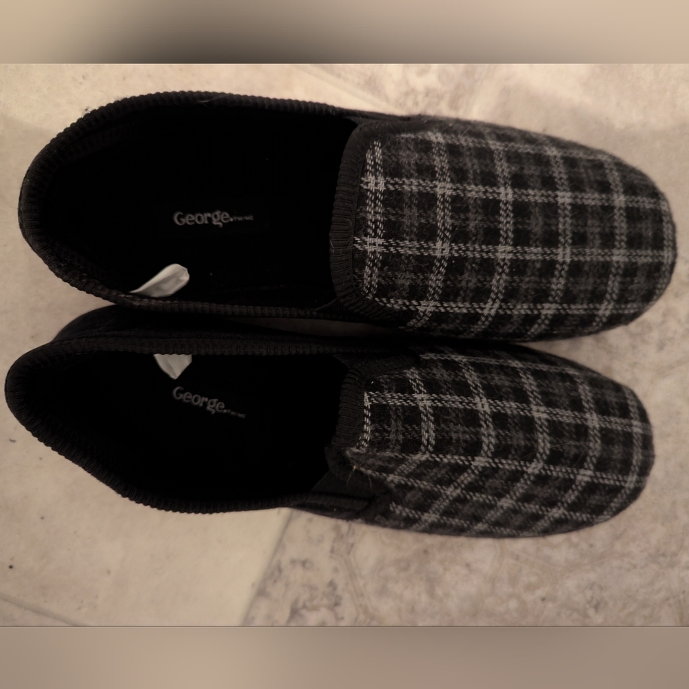 George Men's Checkered Loafers - Black and Gray